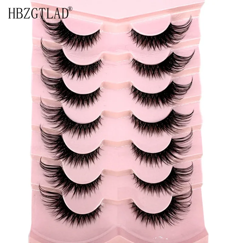 7/8PairsCat Eye Eyelashes manga Lashes 3D Clear Band Lashes naturalHalf Lashes End Eye Eyelonged Mink Eyelashes Αφράτες βλεφαρίδες — image 14
