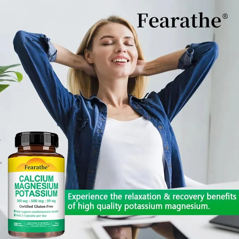 Calcium Magnesium Potassium Supplement - 500mg/500mg/99mg Per 2 Tablets - Supports Cardiovascular Health - Certified Gluten-Free — image 3