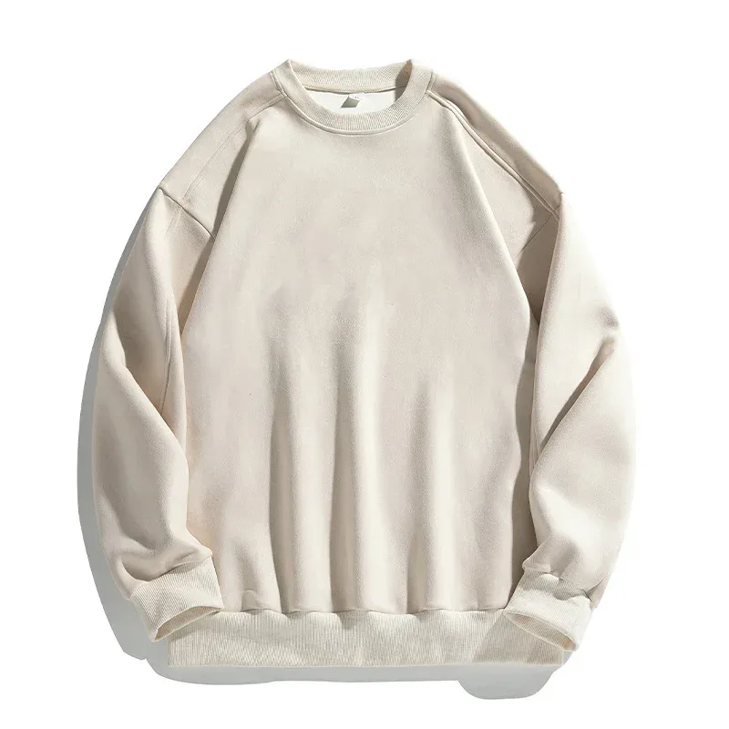 Brand Purple Sweatshirt Mans Suede O Neck Autumn Winter Baggy Men Sweatshirts Casual Long Sleeve 2026 Bagong Panlalaking Tops