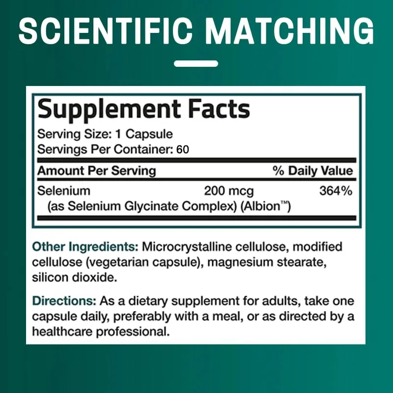 Balincer 200mcg Mineral Antioxidant Supplement with Selenium - Supports Immune Overall Health - Non-GMO Easy to Absorb