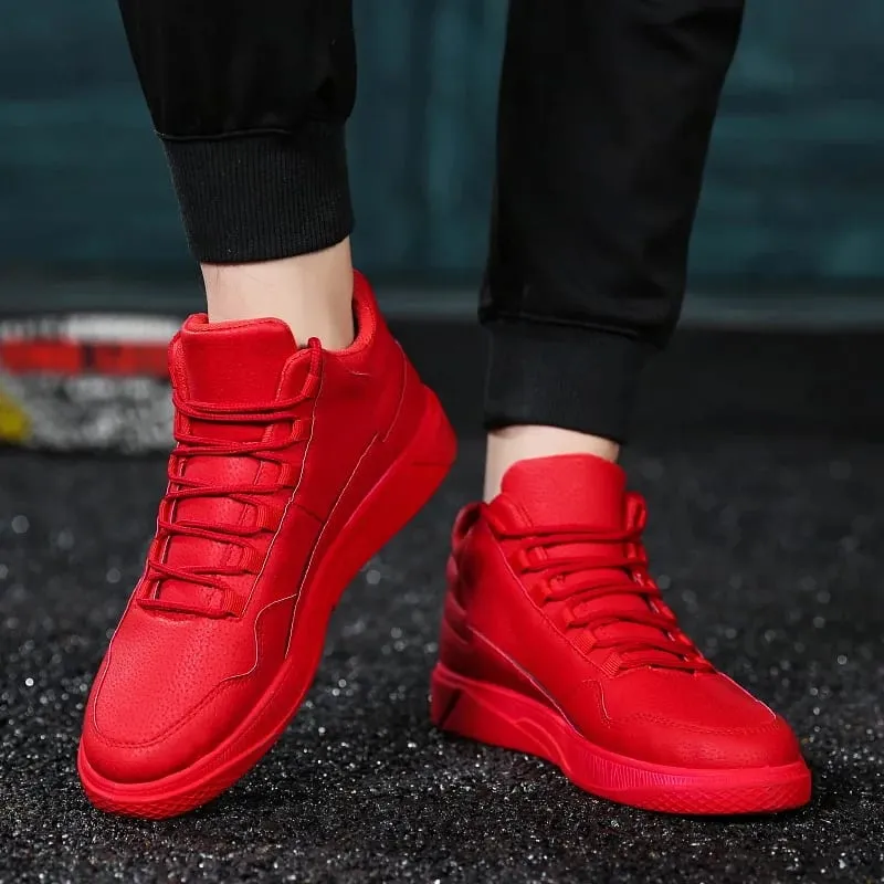Panlalaking Spring Fashion Kumportable Magaan na Slip-Resistant High Top Leather Sneakers — image 4