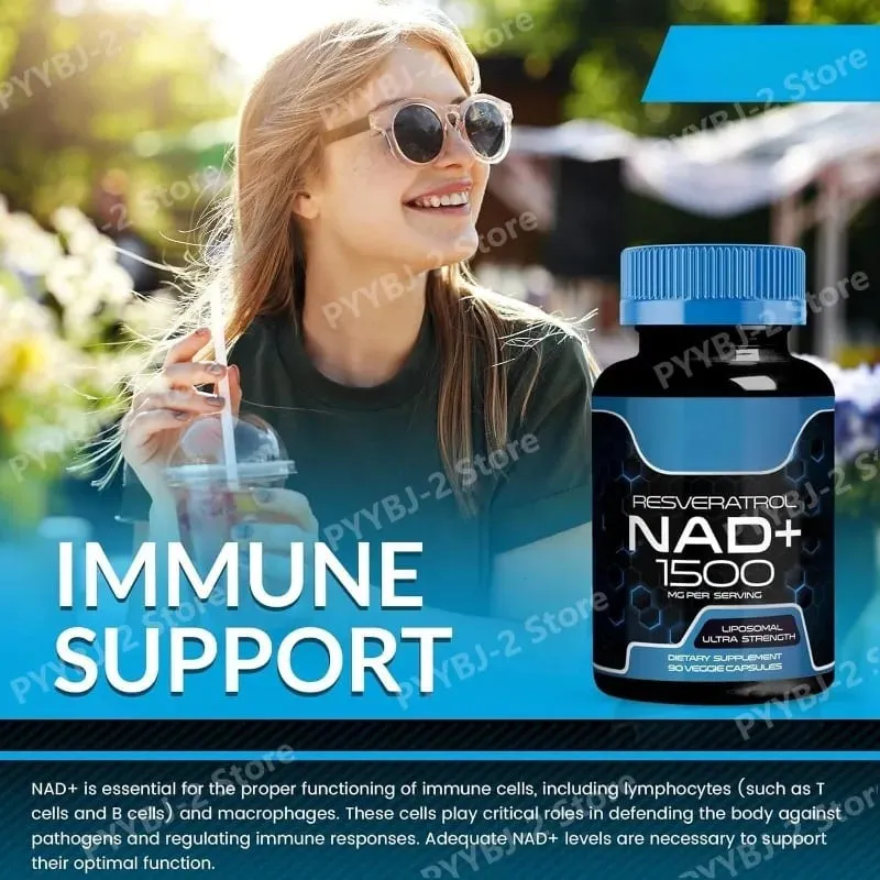 NAD+ Capsules with Resveratrol Herbal Antioxidant Supplement Support Cellular Health Energy & Anti Aging for Women Men 90pieces — image 6