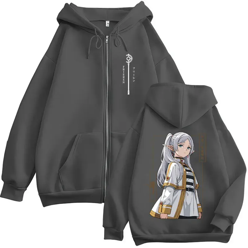 Anime Frieren: Beyond Journey's End Zipper Hoodies Herr Damkläder Mode Harajuku Zip Up Hooded Sweatshirts Jackor Kappor — image 5