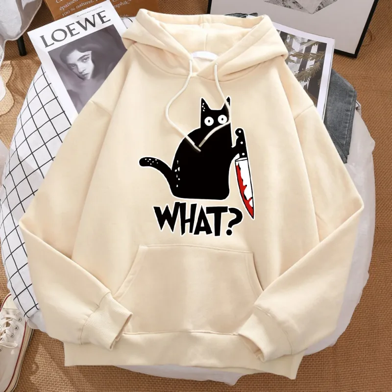 Was für eine süße kleine schwarze Katze, die ein Messer hält. Männer Hoodie Street Fleece Hoody Hipster Herbst Sweatshirt Hip Hop Kleidung Frau — image 11