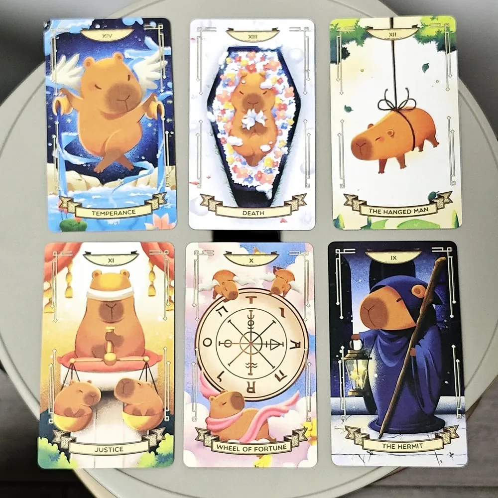 Capybara Tarot Pakli 10,3*6cm 78 Aranyos Tarot Kártya Nyugtató hangulatot és energiát hoz a Tarot Pakliba — image 3