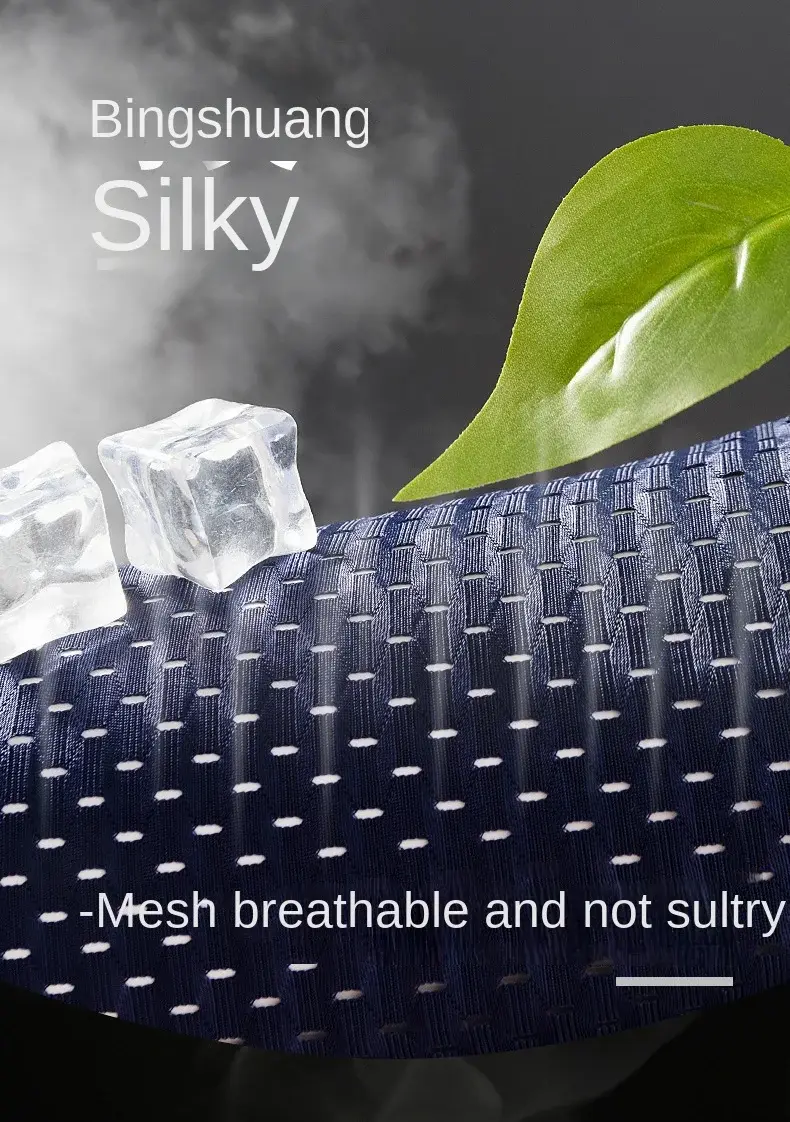 Homens sólidos verão roupa interior de seda gelo boxershorts cuecas respiráveis ​​roupa interior de fibra de carbono de bambu anti-bacteriano oco calcinha