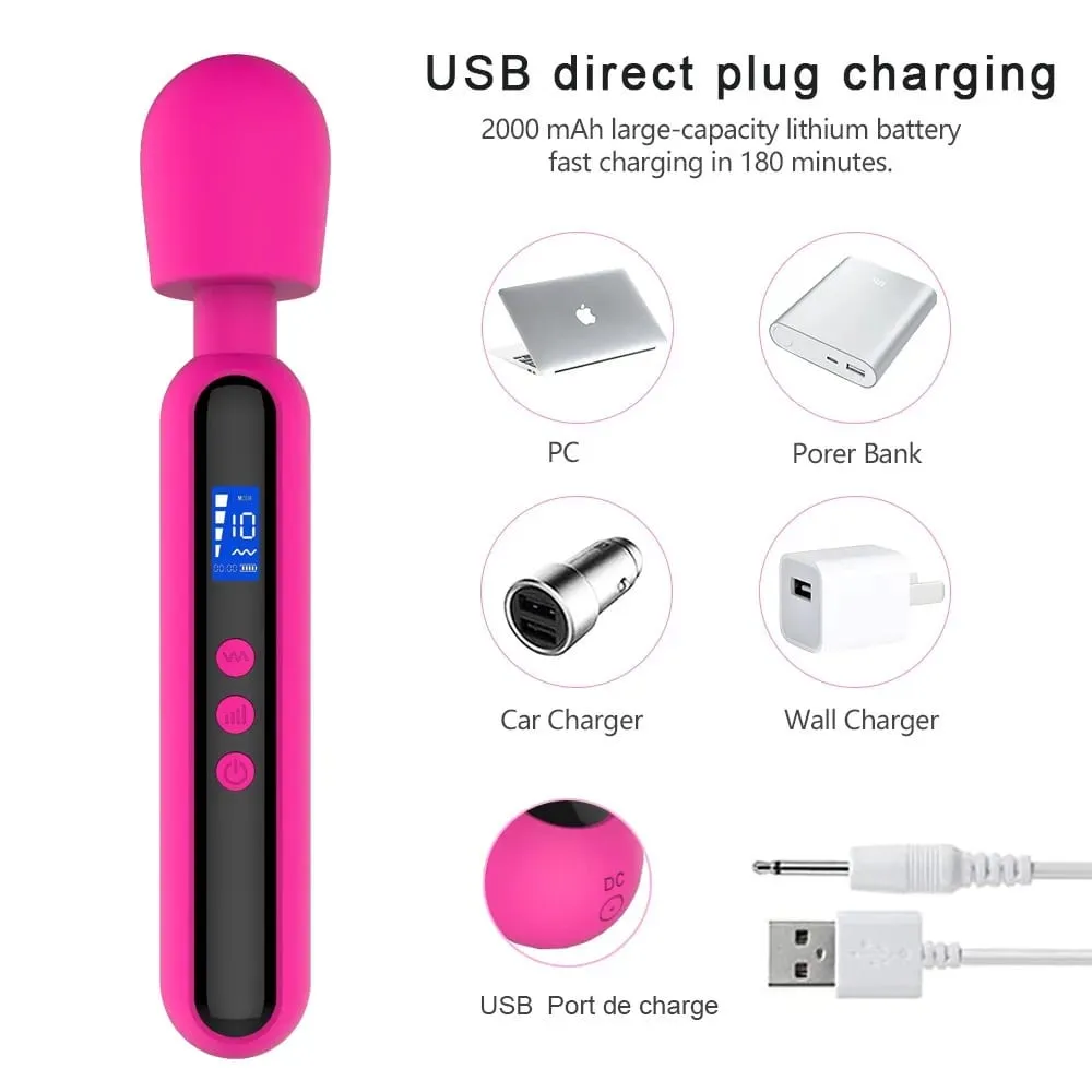 שרביט קסמים עוצמתי AV ויברטור לנשים G Spot Clitoris Stimulator עם תצוגת LED שרירים לעיסוי מכשיר אוננות צעצוע מין למבוגרים — image 2