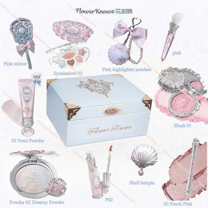 Flower Knows Shells Pearl Eyeshadow Essence Lip Honey Blush Cheek Makeup Depan 11 buah set