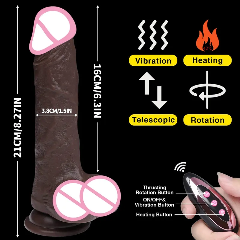 Realistic Dildo Telescopic Vibrator Silicone Penis Masturbation for Women Thrusting Dick Adult Heating Remote Control Sex Toys