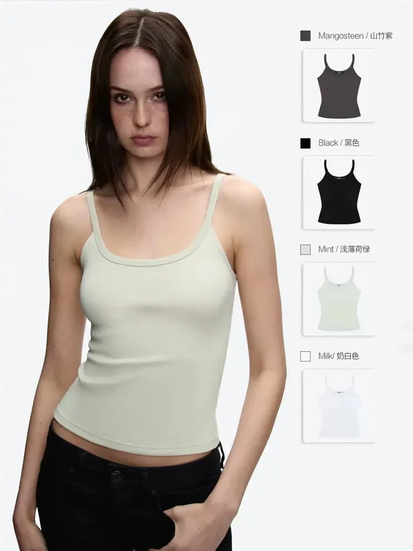 Tank American Style Crew Neck Slim Fit Stretch Basic Crop Top Γλυκό και δροσερό σέξι γιλέκο καμιζόλ — image 6