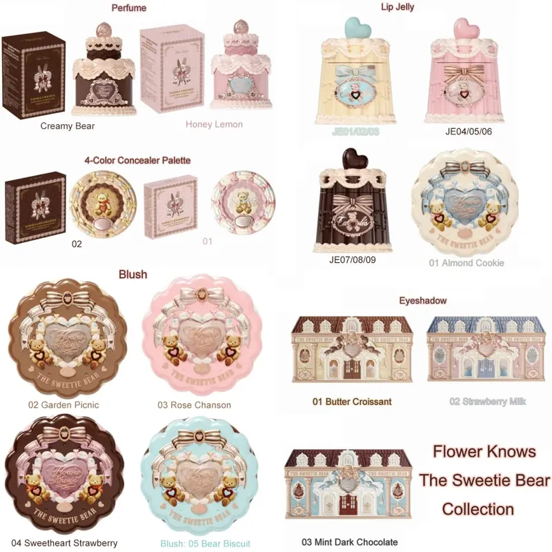 New Arrive Flower Knows The Sweetie Bear Collection Mini Setting Powder Cookie άρωμα και Dual Ended Brow Gel and Pencil — image 3