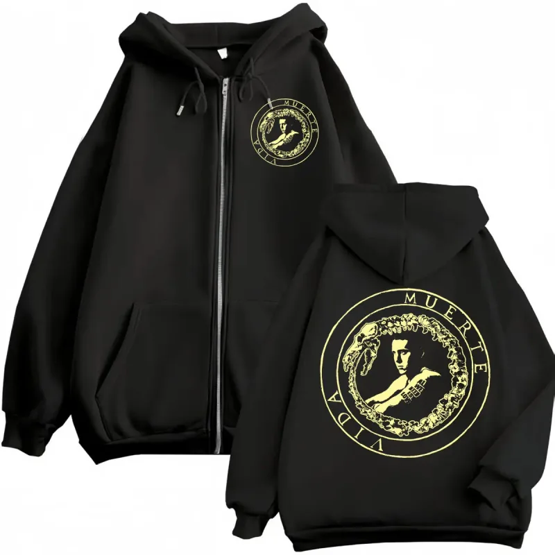 Canserbero Alles wat we nodig hebben is liefde Muerte Vida Merch Rits Hoodie Herenmode Hip Hop Zip Up Sweatshirts Casual Fleece Truien — image 16