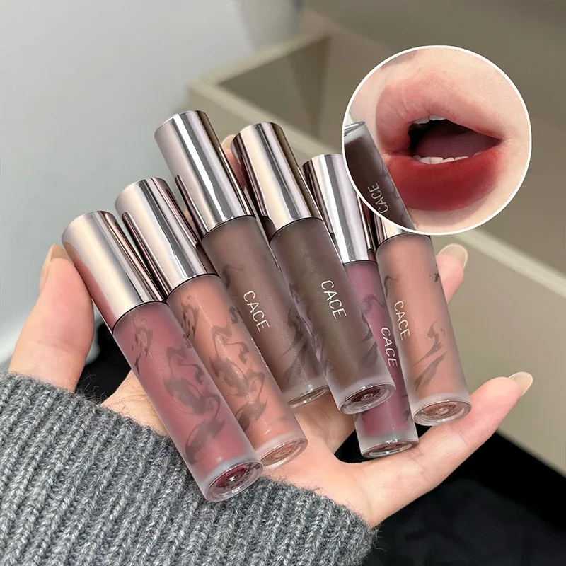Punk Dark Brown Lip Mud Nude Matte Orange Brown Lip Gloss Raspberry Red Liquid Lipstick Waterproof Non Stick Cup Lip Tint Makeup — image 5