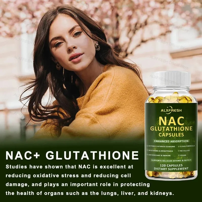 Premium NAC + Glutathione Complex Detox & Antioxidant Boost with Vitamin C | Liver Support Immune System Health Supplement