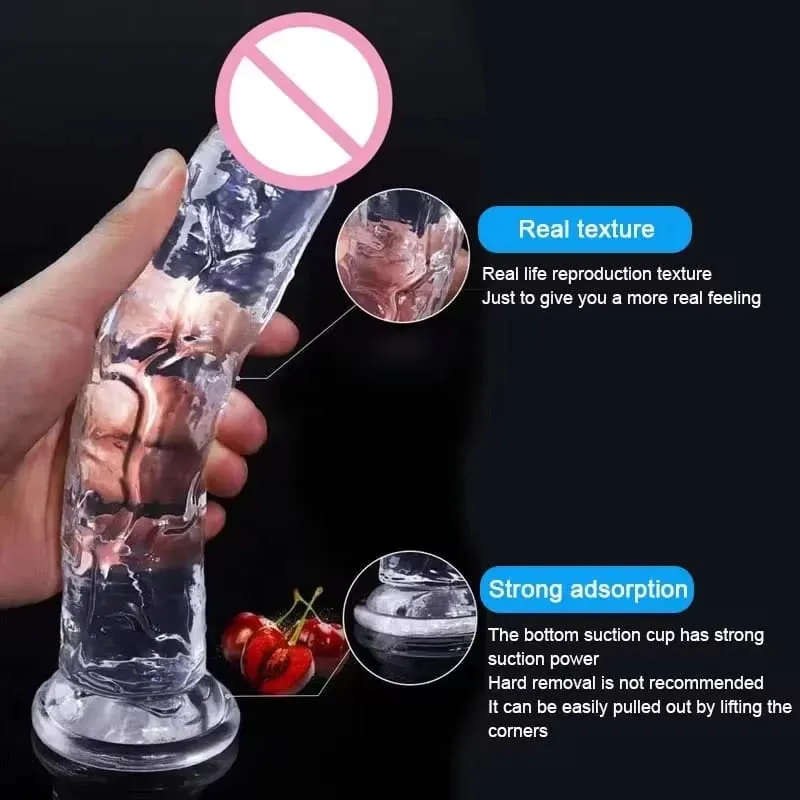 Transparent Soft Jelly Dildo Realistic Fake Dick Penis Suction Cup Dildo Realistic Sex Toys For Lesbian Women Female Masturbator — image 5