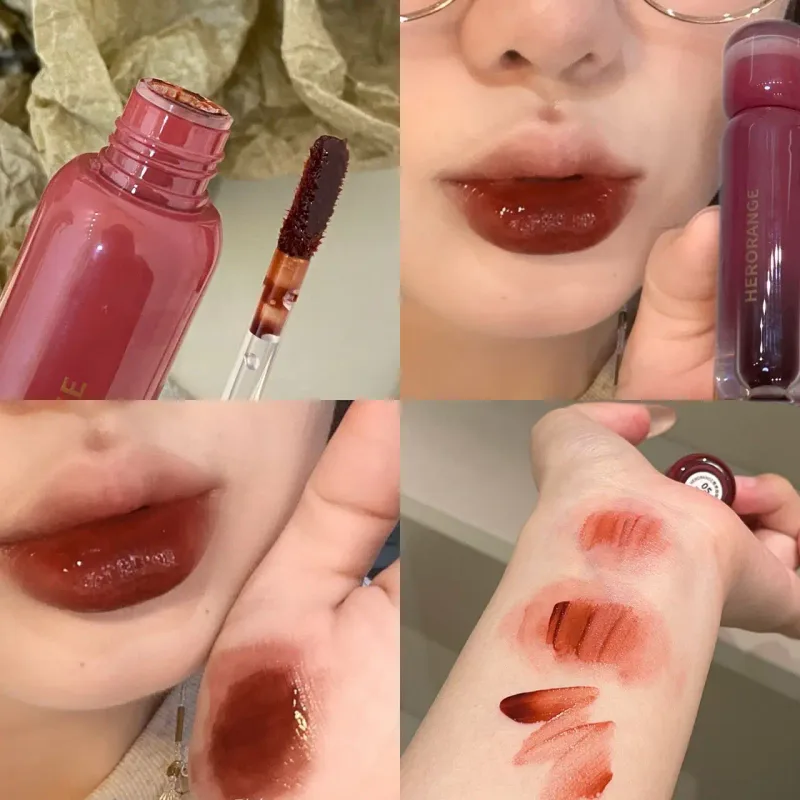 Smoked Grape Purple Red Lip Glaze Mirror Water Lip Gloss Moisturizing Liquid Lipstick Clear Tint Makeup Korean Women Cosmetics