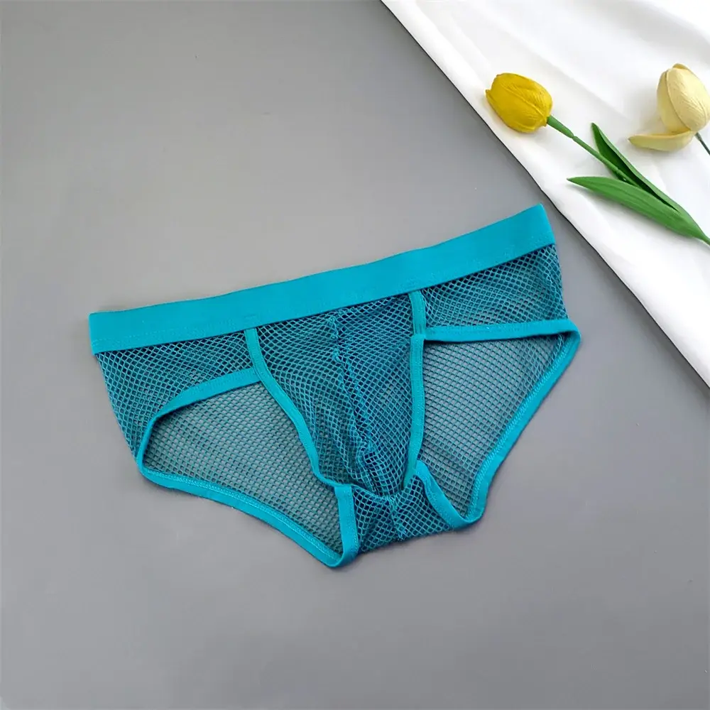 Biancheria intima con custodia a U da uomo in rete scavata Slip bikini trasparenti a vita bassa Mutandine traspiranti Taglie forti — image 5