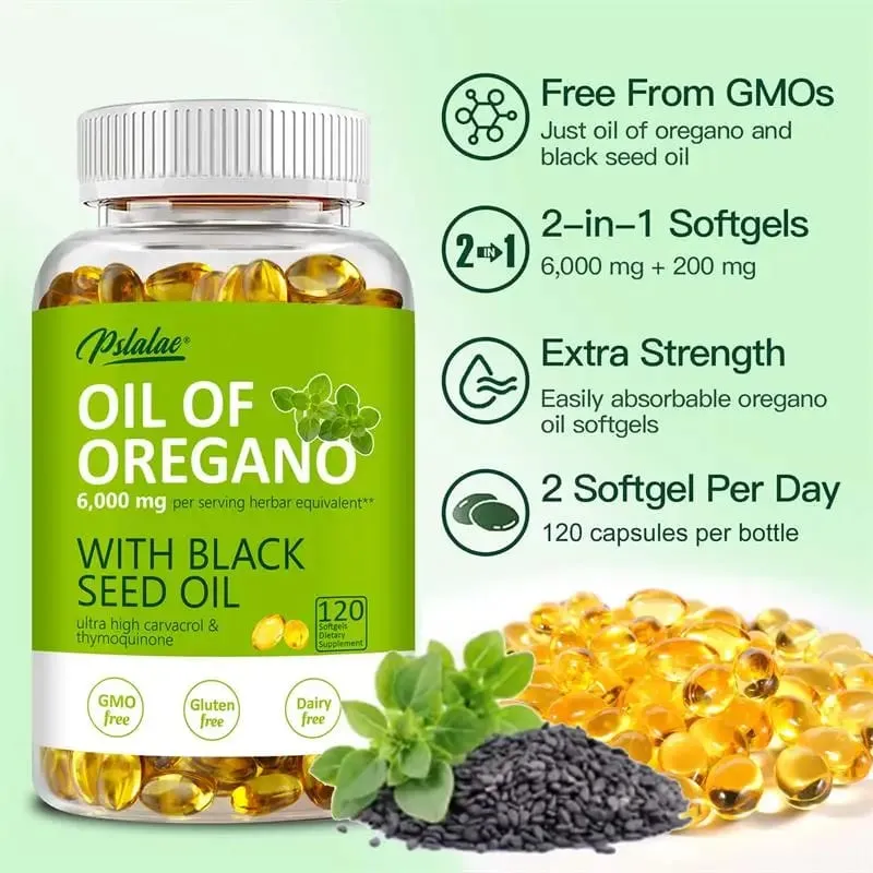 Oregano Oil Capsules - with Black Seed Oil - Digestive Support Gastrointestinal Health Immune Support — image 4
