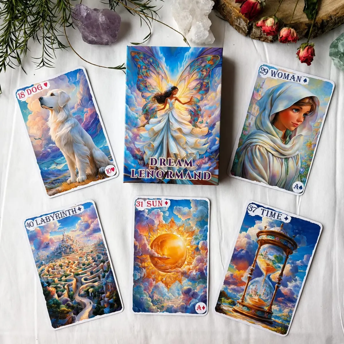 Fantasy Fairy Lenormand Tarot | 42 kártyás bővített Lenormand pakli | Tökéletes kezdőknek | Digitális útmutatót tartalmaz