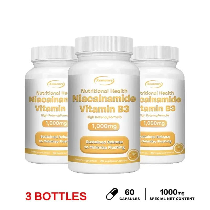 Niacinamide Vitamin B3 Capsules - Supports Skin Brain Function and Heart Health Boosts Energy and Improves The Immune System