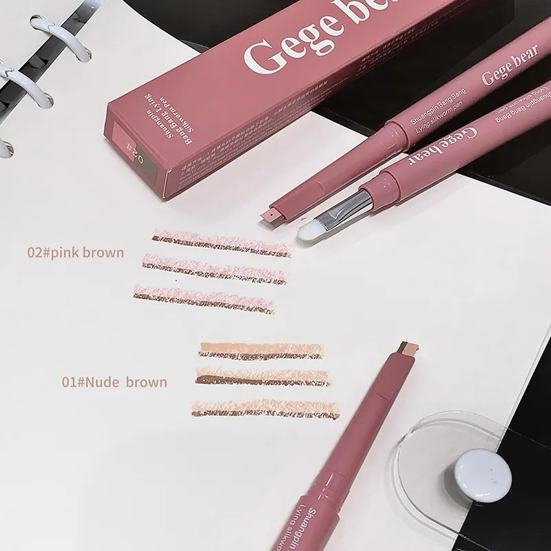 Gege Bear Dual Tone Silkworm Pen 2-in-1 הדגשה וצללית לטווח ארוך טבעי וידידותי למתחילים