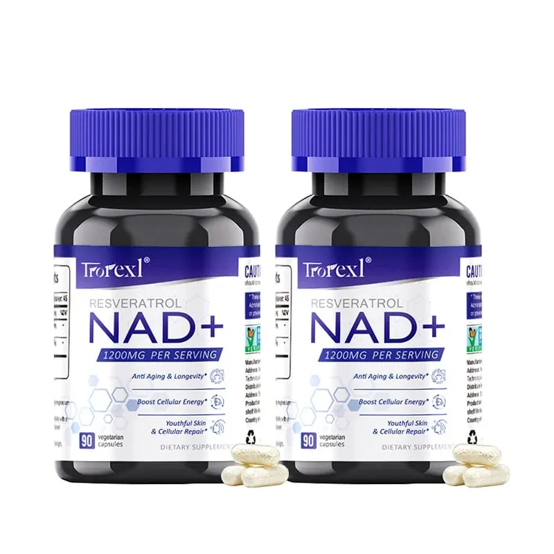 תוסף NAD + Resveratrol NAD Plus Boosting - תומך באנרגיה סלולרית אנטי אייג'ינג מטבוליזם בריאות העור