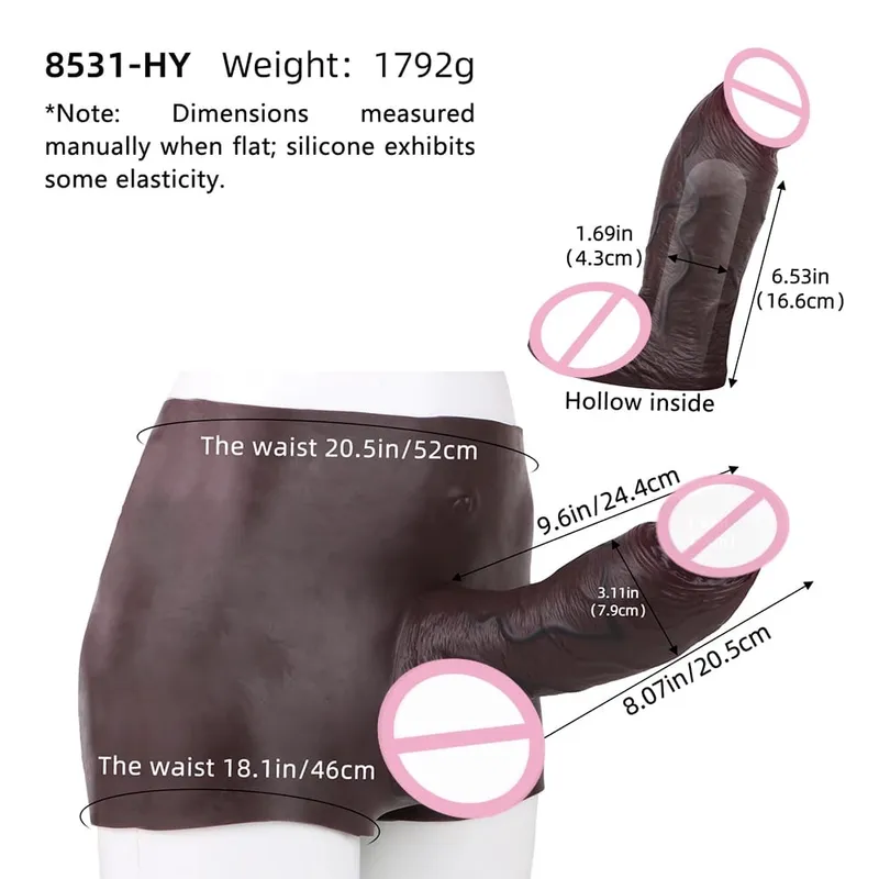 תחתוני דילדו חלולים אולטרה מציאותיים תחתוני סיליקון סטרפון פין הארכת שרוול מכנסיים צעצועי מין לגברים הגדלת זין — image 13