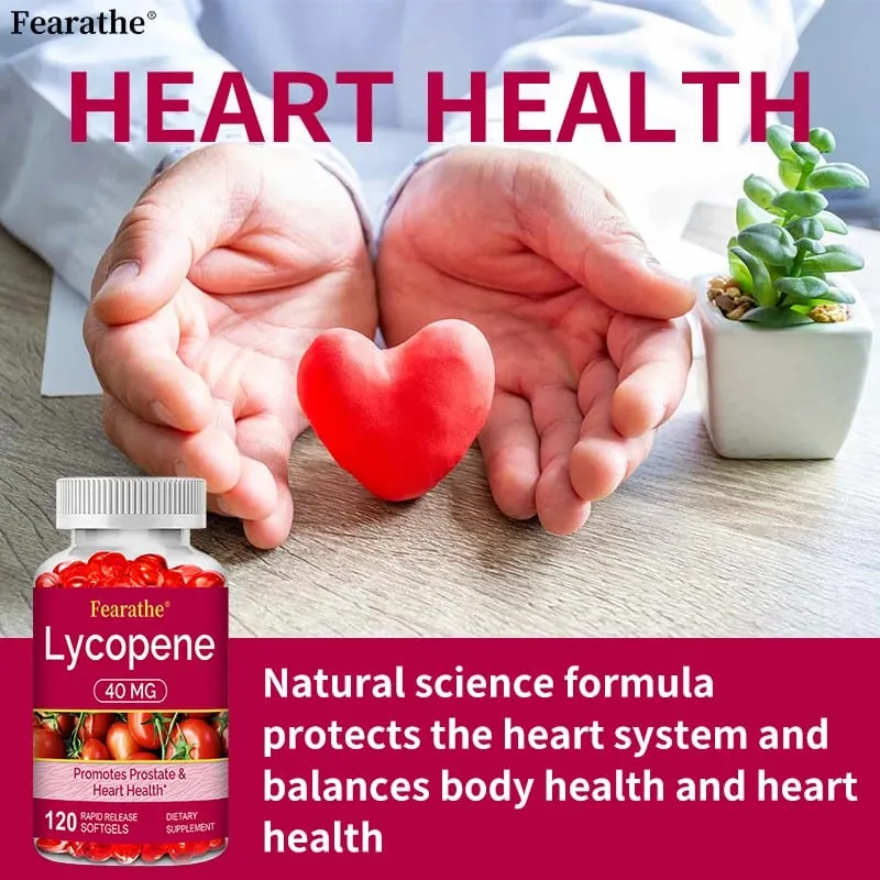 Premium Lycopene 40mg Dietary Supplement for Prostate Antioxidant Heart Skin & Immune Health Non-GMO 30/60/120 Softgels