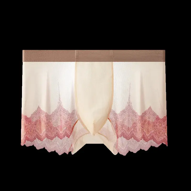 Men Lace Mesh Patchwork Underwear Summer Ultra Thin Breathable Boxer Shorts Sexy Bulge Pouch Underpant Panties See Through Trunk — image 8