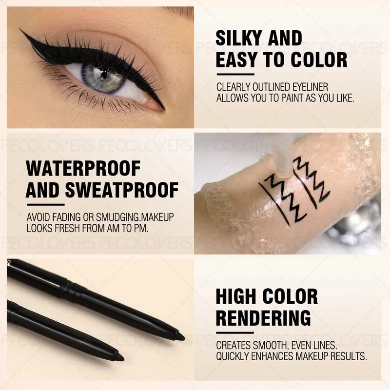 3 ΤΕΜ/ΣΕΤ ματ κραγιόν+μαύρο eyeliner+γυαλιστερό στυλό για σκιές ματιών που ταιριάζουν για να δημιουργήσετε ένα μακιγιάζ μαύρο πανκ τέλειο για αποκριές/πάρτι — image 6