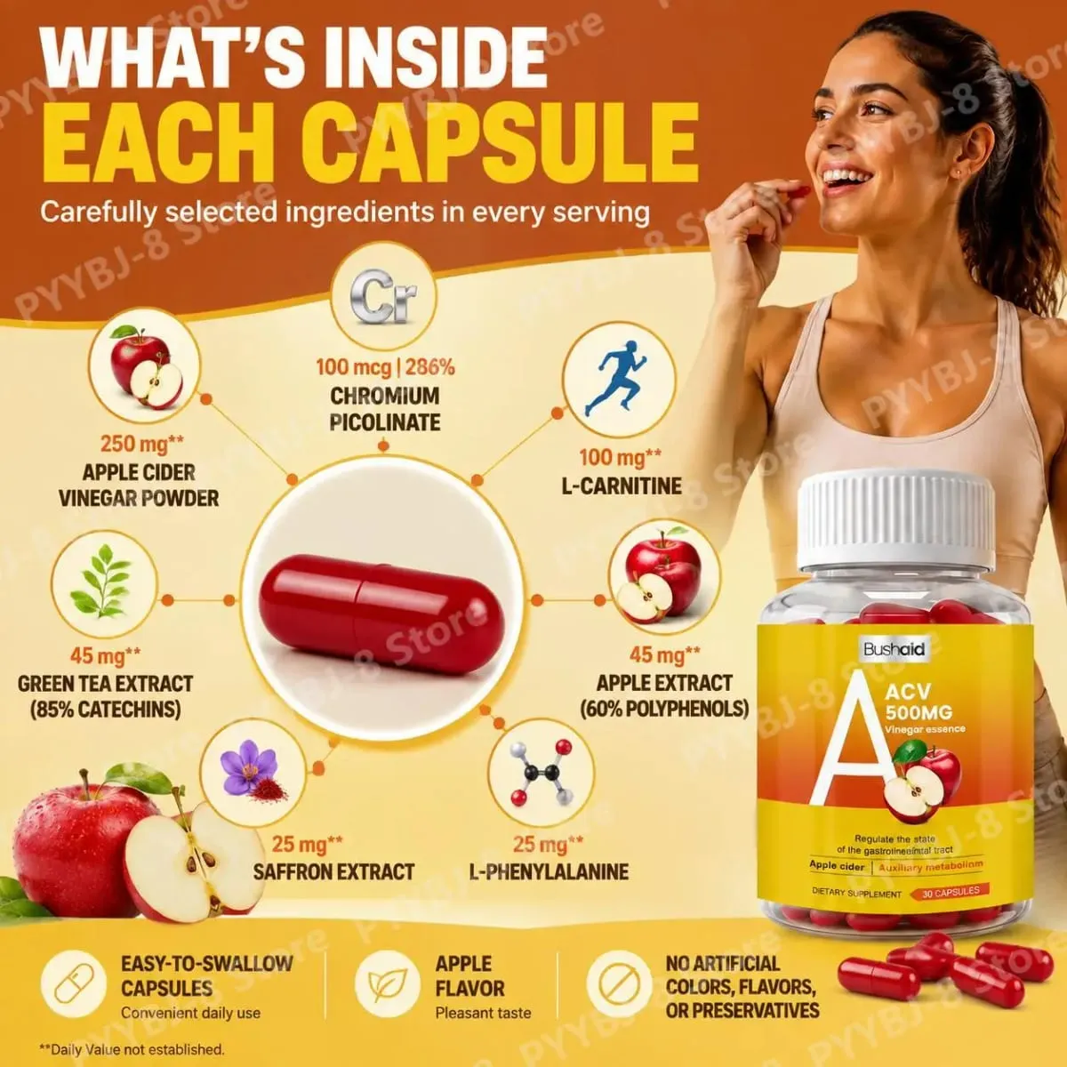 30 Κάψουλες Μηλόξυδο με L-Carnitine Energy Maintenance Green Tea Extract (85% Κατεχίνες) για Υποστήριξη Υγείας