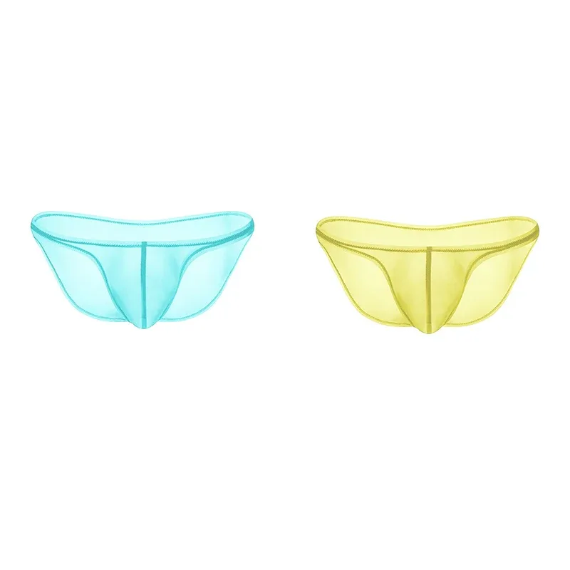 Men's Underwear Delicate Ice Silk Transparent Triangle Panties Personality Low Waist Briefs