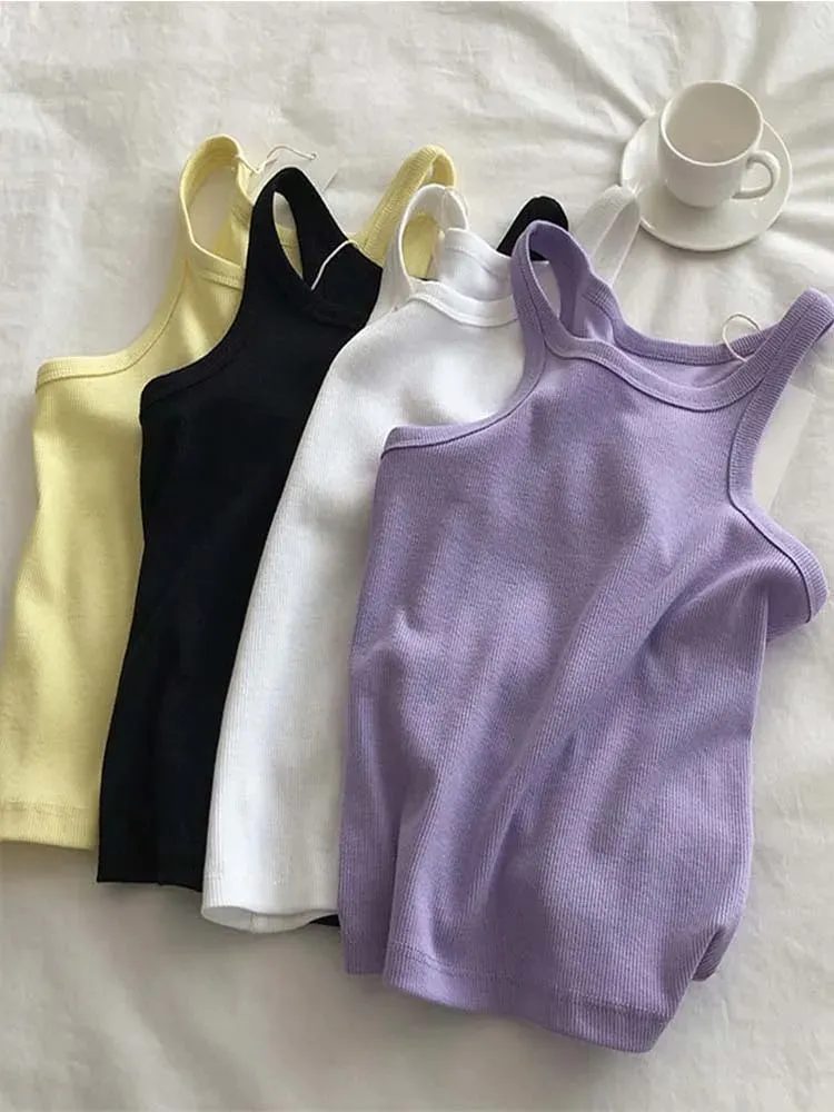2024 Women Tank Tops Sexy Cropped Top Female Women Summer Camisole Camis Black White Sport Clothes For Women — image 5