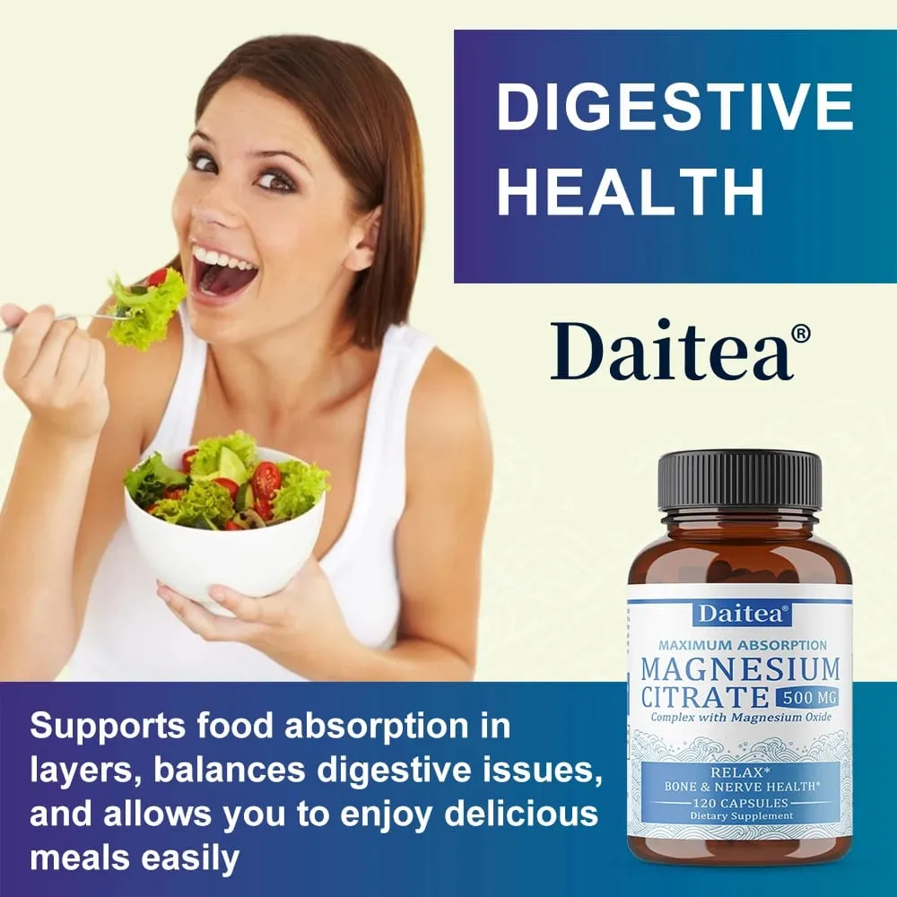 Magnesium Citrate Complex 500 MG for Calm Relaxation & Digestion Health Support - High Absorption Magnesium Supplement