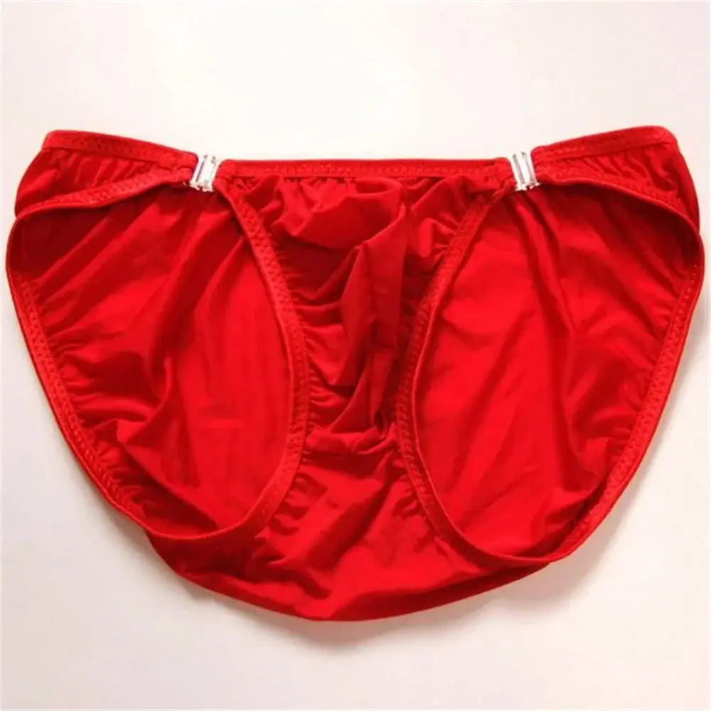 Sexy Heren U Bolle Nylon Slips Afneembare Gesp Lage Taille Ijs Zijde Ondergoed Comfortabele Melk Zijde Naadloze Dunne Slipje