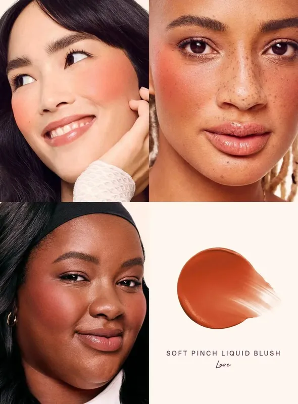 Rare Beauty Liquid Blush Natural Glow αναμειγνύεται εύκολα ενώ το Velvet Blush Stick αδιάβροχο, ανθεκτικό στον ιδρώτα, ελαφρύ μακρύ μακιγιάζ