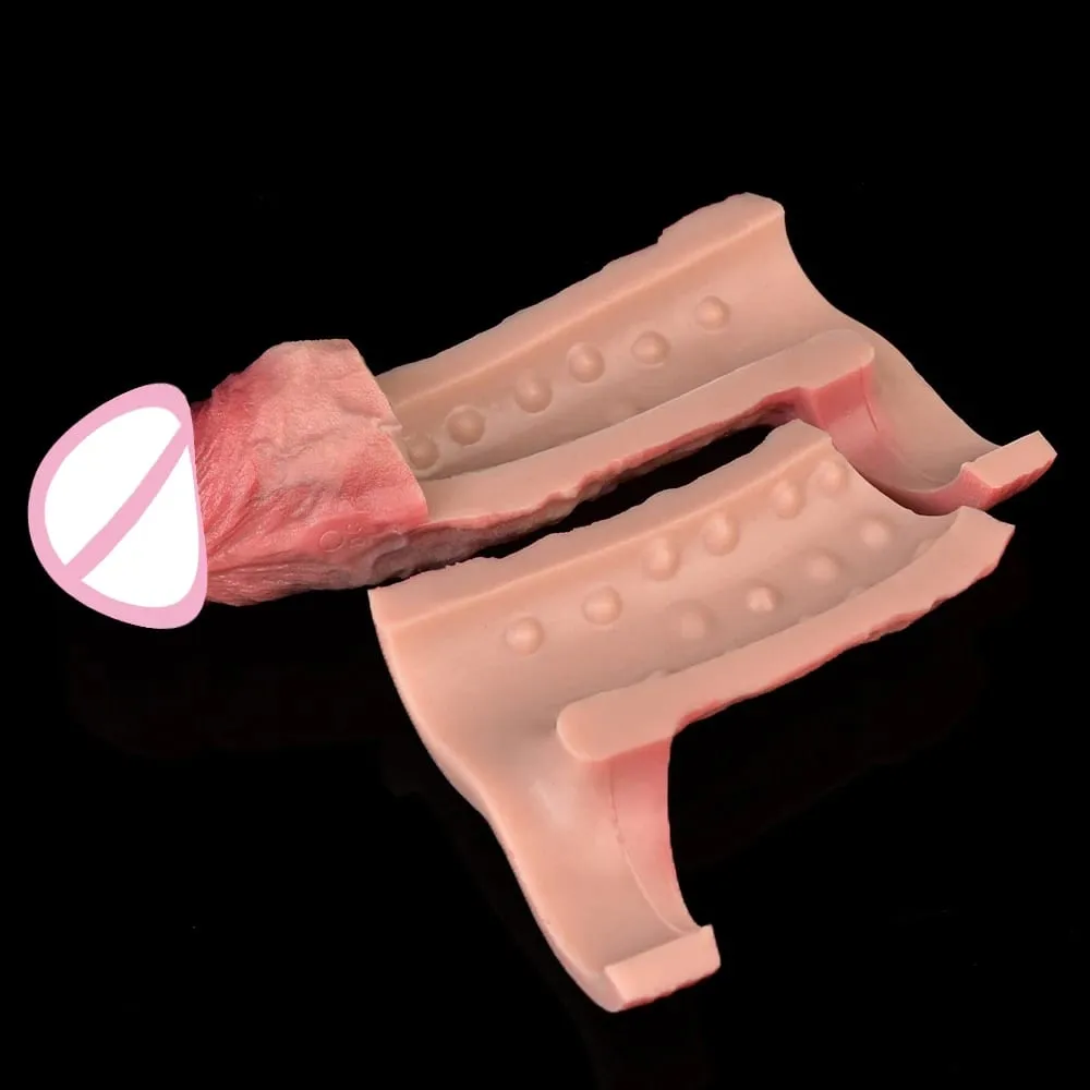 Wireless Control Realistic Hollow Dildo Soft Silicone Penis Sleeve Condom Male Dick Enhancer Delay Ejaculation Sex Toys
