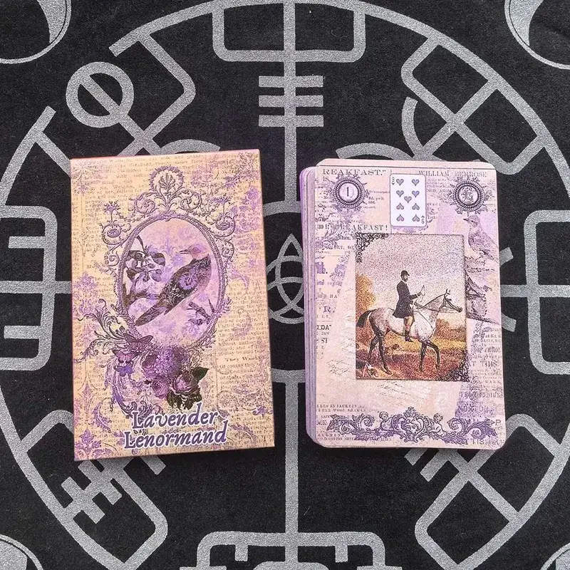 Lavender Lenormand Deck - 9*6cm 36 κάρτες με Vintage Βοτανικές Εικονογραφήσεις Shabby Chic Purple Aesthetic Tarot Alternative