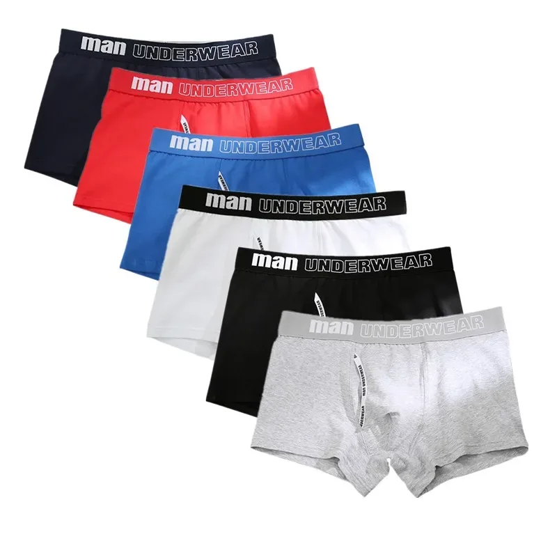 2024 new 6pcs/Lot Cotton Mens Underpants Soft Boxer Men Breathable Solid Underwear Flexible Boxershorts Cuecas Vetement Homme