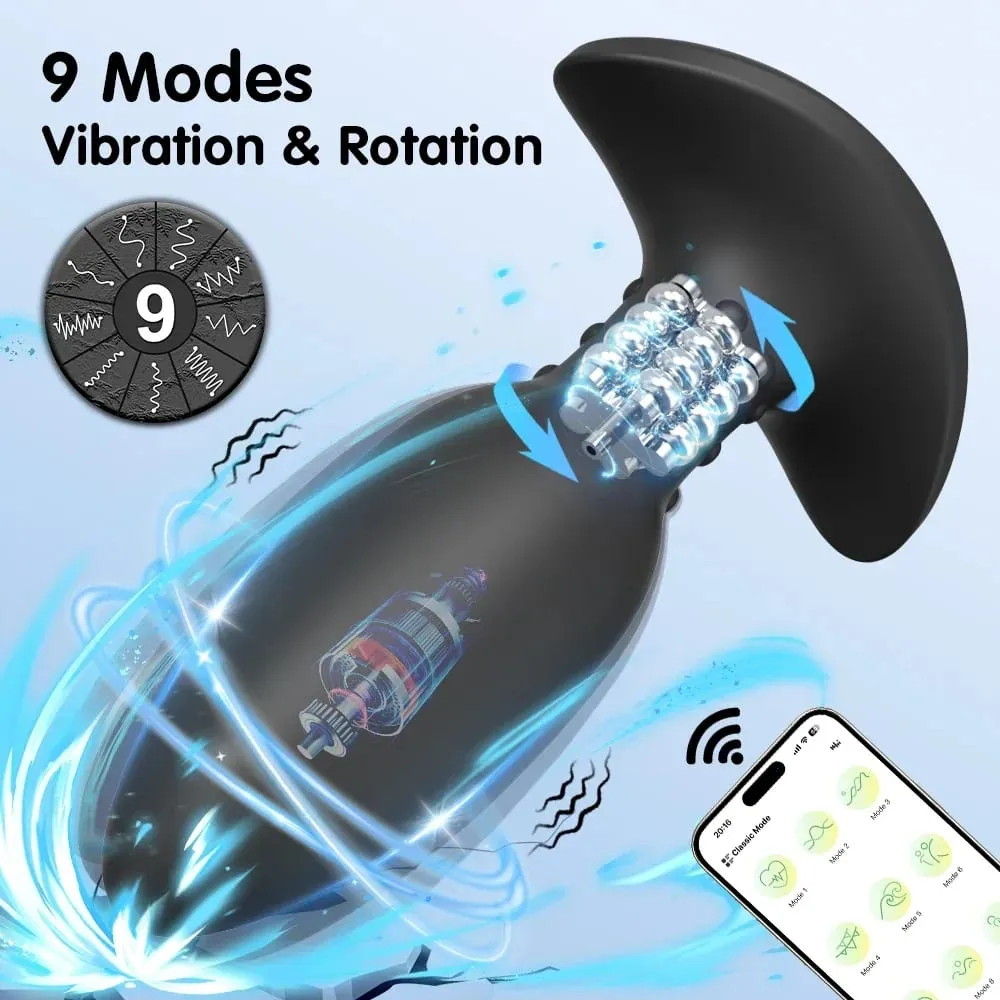 APP Control Rotation Butt Plug Anal Vibrator לגברים נשים 360° Wiggle מכשיר לעיסוי ערמונית אנאלי פלאג לצעצוע מין הומוסקסואלים לגברים