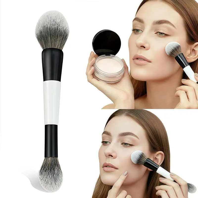 ✦ Kuas Wajah Alas Bedak Ujung Ganda Kuas Rias Kontur Perona Pipi Bedak Ujung Ganda dan Concealer Eyeshadow