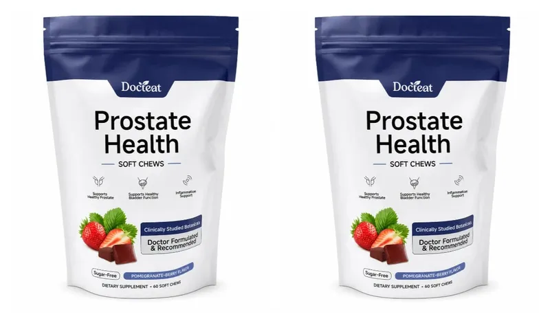 Docteat בריאות הערמונית Soft Chews 60 ספירות ללא סוכר בטעם רימונים-גרגרי יער תמיכה יומית עם תמצית ריישי אבץ ויטמין C