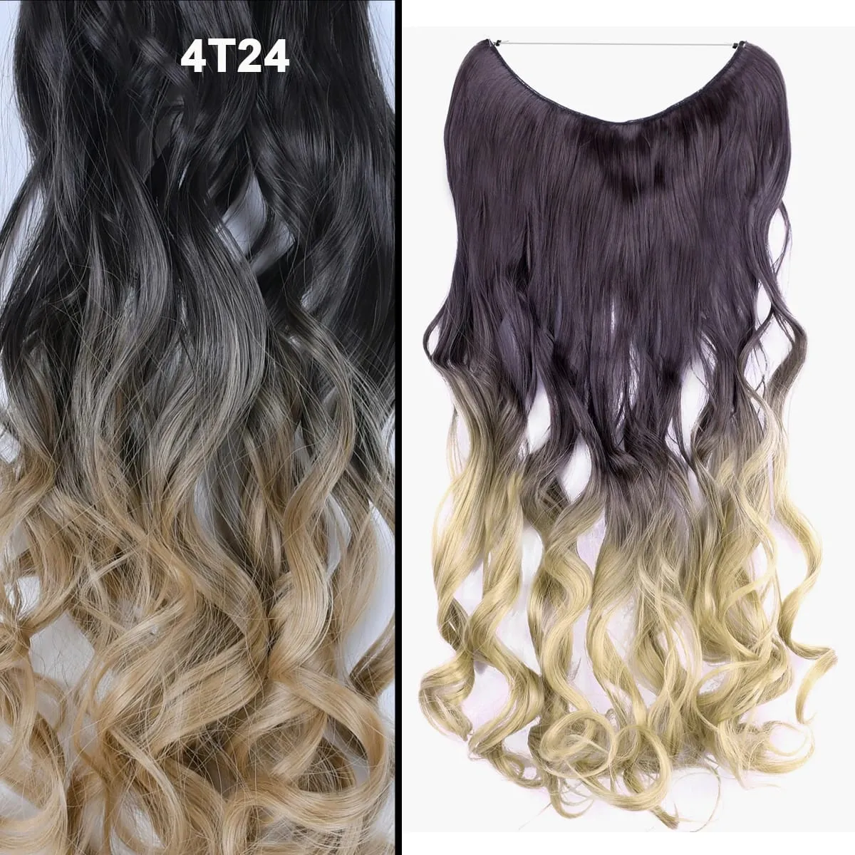 Jeedou κυματιστά μαλλιά Extension Elasticity Αόρατο σύρμα Fish Line One Piece No Clips Συνθετικά Hairpieces Ombre Χρώμα για γυναίκες — image 10