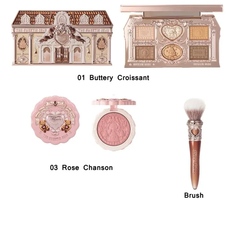 Flower Knows Moonlight Mermaid Series Glitter Eyeshadow Palette High Pigment Shell Κοσμήματα Blush Σετ πινέλου μακιγιάζ Ματ φινίρισμα
