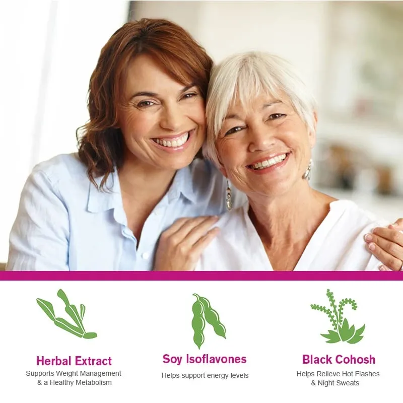 Menopause Support Supplement for Women - Relieves Fatigue Bloating Hot Flashes Mood Swings - Supports PMS PMDD PCOS