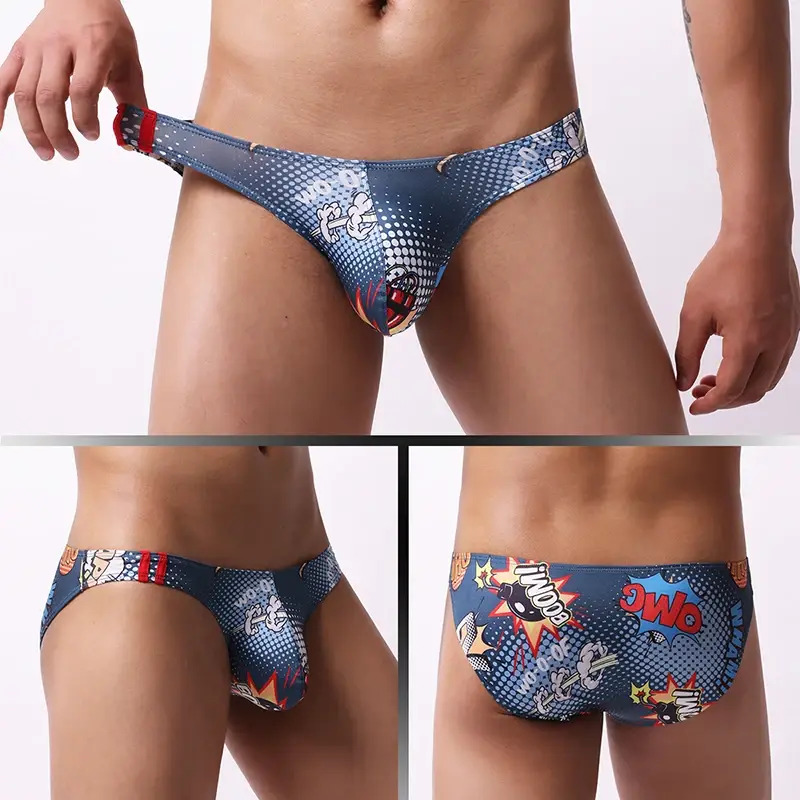 Men's Underwear Breathable Panties Fashion Printed Underpants Low Waist Lingerie Briefs — image 3
