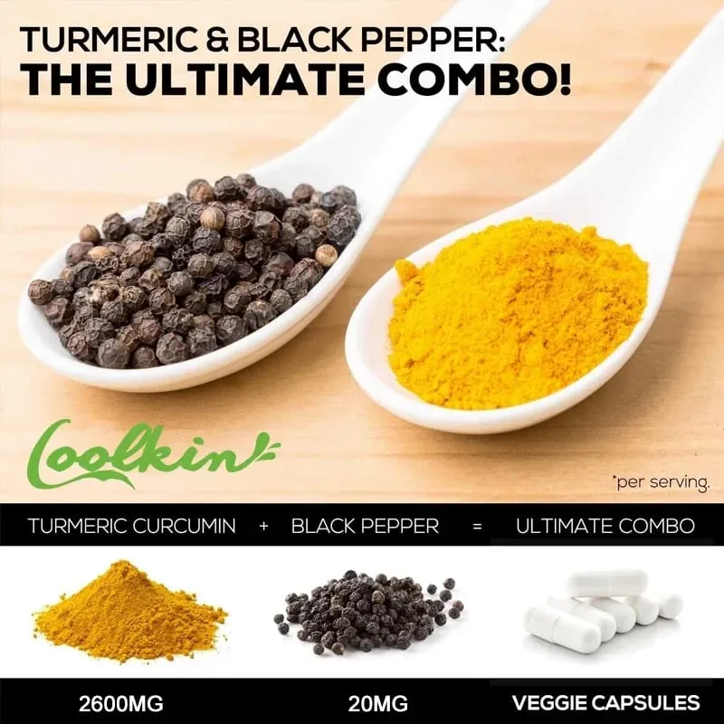 Curcumin Supplement with Black Pepper 2600 Mg Contains 95% Curcumin Enhanced Absorption Joint Support Supplement