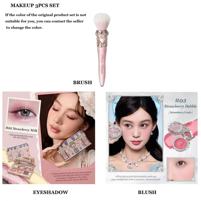 Flower Knows Moonlight Mermaid Series Glitter Eyeshadow Palette High Pigment Shell Κοσμήματα Blush Σετ πινέλου μακιγιάζ Ματ φινίρισμα — image 10