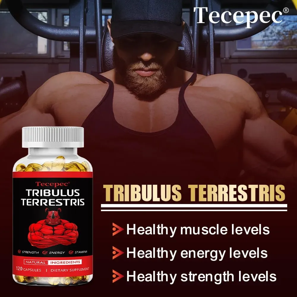 Tribulus Terrestris Extract Capsules - with Maca Ashwagandha - Energy Endurance & Natural Energy Non-GMO