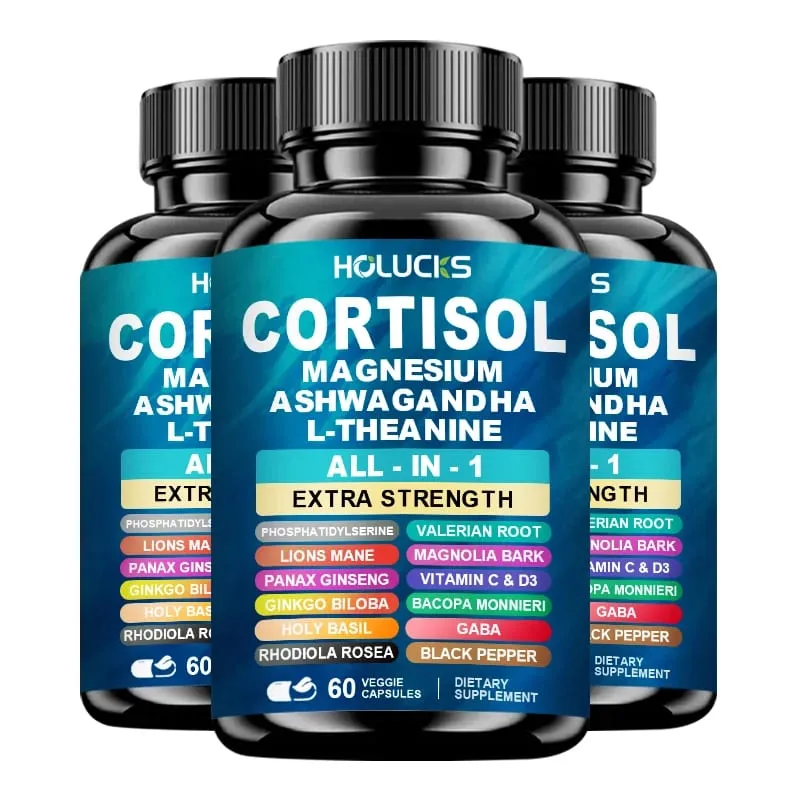 Advanced Cortisol Supplement with Vitamin D3 for Stress Management & Mood Anxiety Relief & Sleep Quality Overall Wellbeing